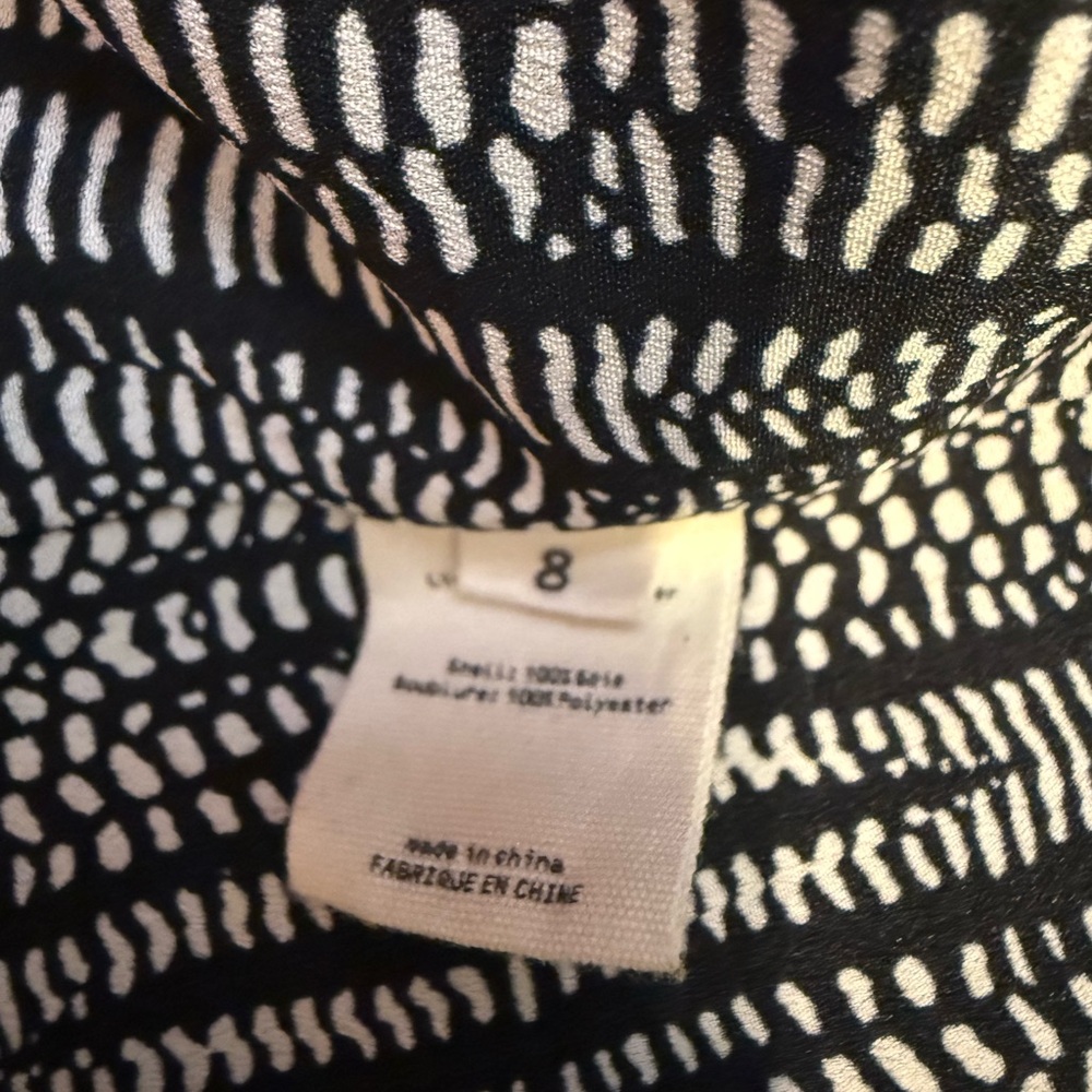 L’AGENCE Silk Maxi Dress Size 8 Black White Abstract Print Spaghetti Strap - Picture 8 of 8